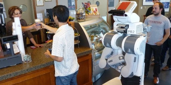 A Robot Autonomously Buying Coffee